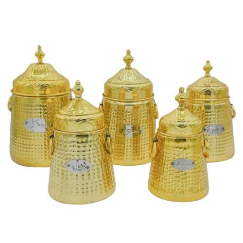 علب سكر و شاي حب رمان ذهبي