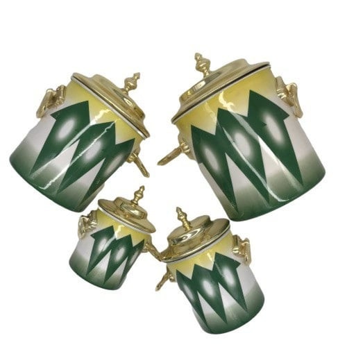 علب سكر وشاي نقش غضار -طقم 4حبة