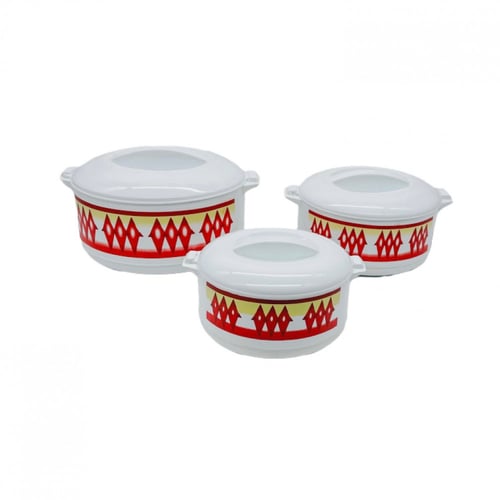 حافظة طعام نقش غضار احمر ( طقم صغير )