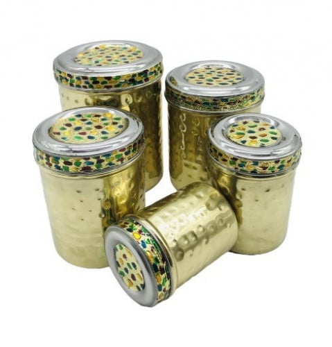 علب بهارات حب رمان مطرز ذهبي طقم 5حبة كبير