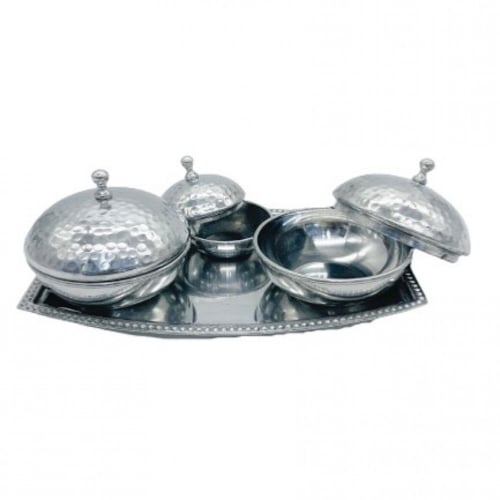 طقم تمرية معدن فضي