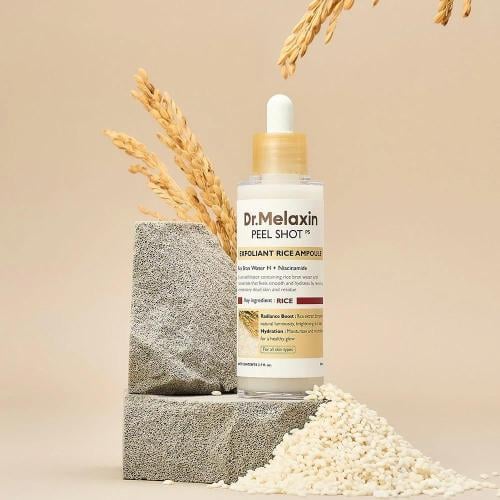 White rice ampoule for skin exfoliation and bright...