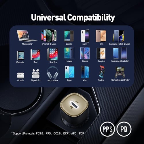 جودا | شاحن سيارة تايب سي بقوة 30 واط - ذهبي واسود