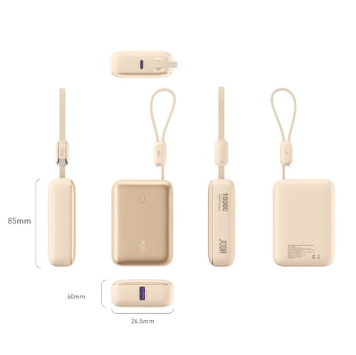 JODA | بطارية متنقلة هالو 10K مع سلك مدمج ذهبي