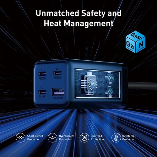 منصة شحن JODA Voltar بقوة 100 واط بثلاث منافذ تايب...