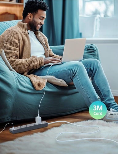 راف باور | توصيلة 4 منافذ طاقة ومنفذين USB-A ومنفذ...