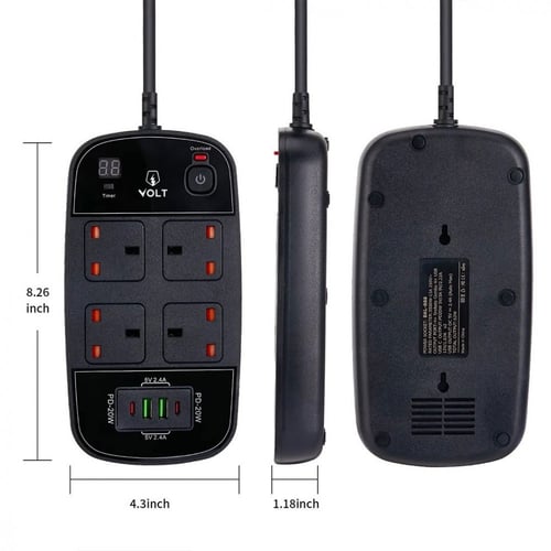 وفرها! | توصيلة ذكية مع مؤقت ذاتي 4 منافذ طاقة بطو...