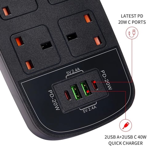 وفرها! | توصيلة ذكية مع مؤقت ذاتي 4 منافذ طاقة بطو...