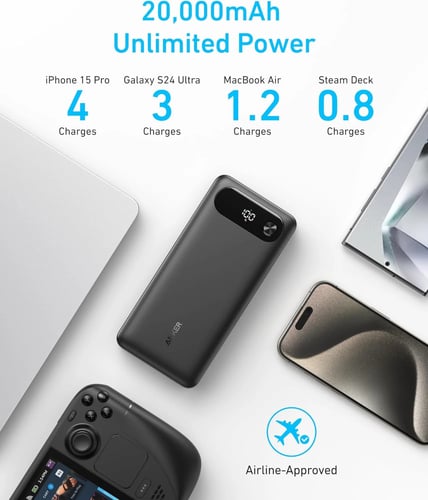 انكر | بطارية متنقلة بسعة 20 الاف ملي امبير بقوة 8...