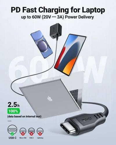 ايس فاست | كيبل تايب سي الى تايب سي 1.2 متر -اللوا...