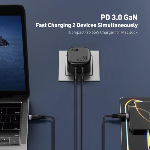 جودا | VoltPod شاحن جداري بقوة 65 واط بمنفذين تايب...