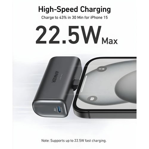 انكر | نانو بطارية متنقلة مع موصل USB-C مدمج قابل...