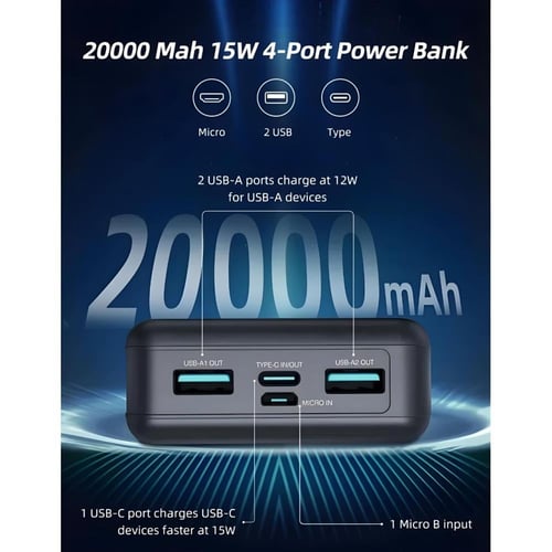 راف باور | بطارية متنقلة 20K بقوة 15 واط