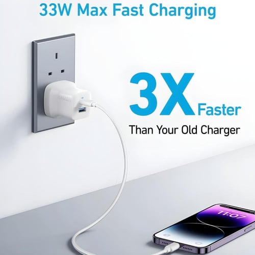 انكر | 323 شاحن جداري بقوة 33 واط منفذ تايب سي ومن...