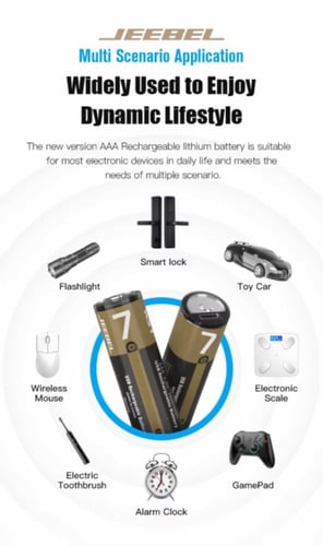 جيبل - بطاريات AA ليثيوم قابلة لإعادة الشحن حتى 12...