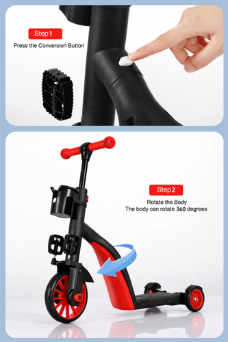 دراجة أطفال وسكوتر 3 في 1 قابلة للتحويل بين دراجة...