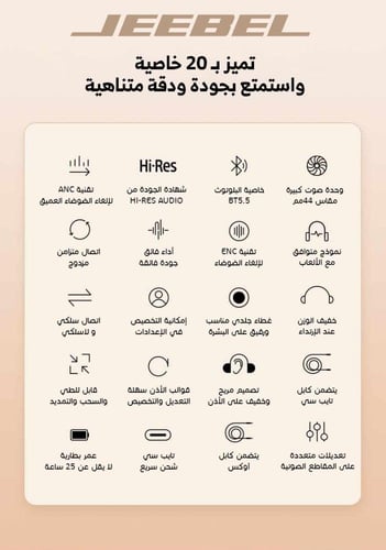 سماعة رأس ستريو لاسلكية ANC بخاصية عزل الضوضاء من...