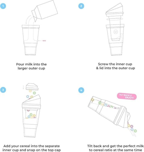 كوب إفطار TIKNAL CrunchMug محمول – كرانش كب للحبوب...