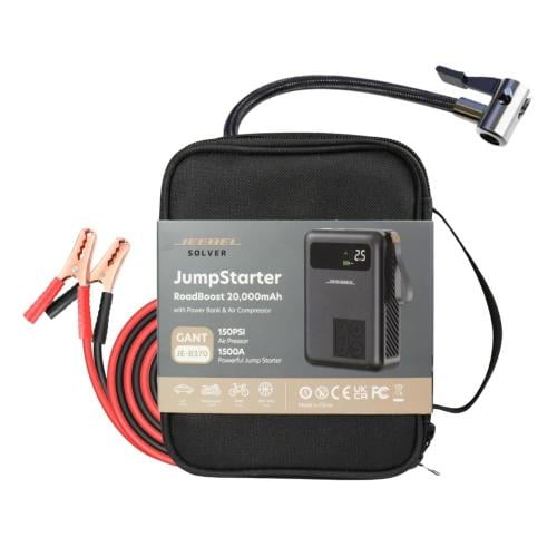 محطة طوارئ متكاملة للسيارة باور بانك وضاغط هواء JE...