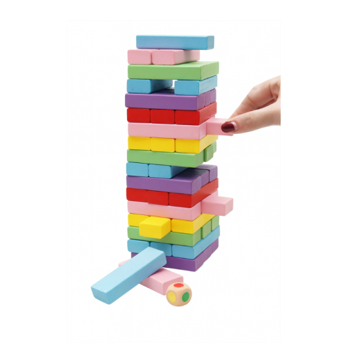 لعبة جينغا خشبية ملونة للأطفال – 48 قطعة م/9143-95