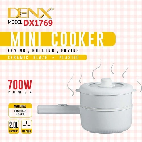 طباخة كهربائية صغيرة 2 في 1 من DENX بسعة 2 لتر وقو...