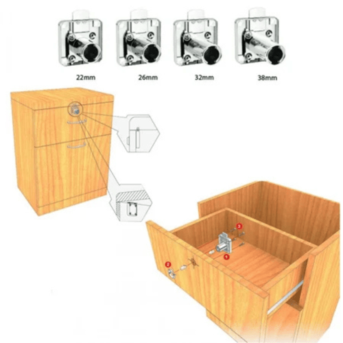 MC - قفل درج معدني بمفتاح م/MC8435 ماركة إم سي