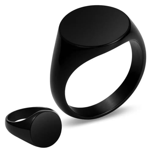 خاتم من ستانلس ستيل لون اسود بمقاسات متعدد ( طباعة...