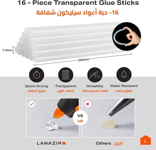 عصي غراء ساخن 1.05×18 cm – عبوة 5 حبات م/ 1126024...