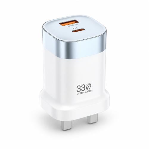 شاحن جداري سريع بقدرة 33 واط بمنفذي USB-A وType- م...