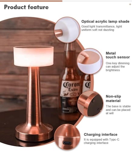 اباجورة لمسية ثلاثية الإضاءة لمبة طاولة LED دائري...