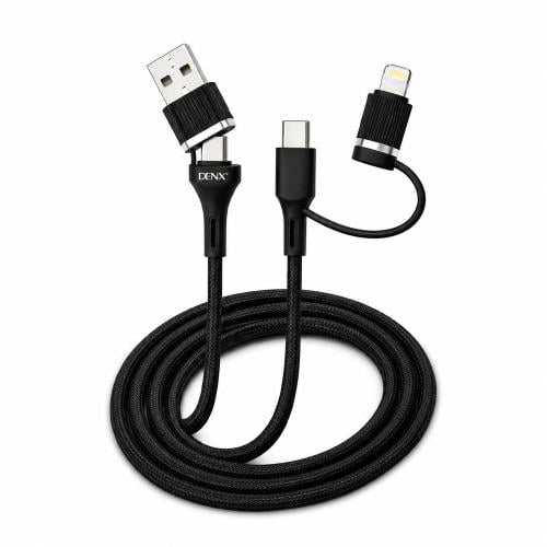 كيبل شحن ونقل بيانات 4 في 1 بموصلات USB وType-C ول...