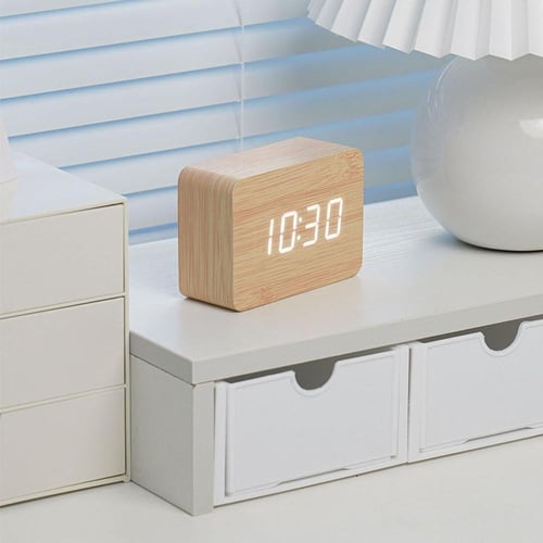 ساعة خشبية رقمية شكل مستطيل HY009