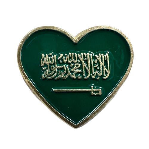 علم سعودي على شكل قلب ملصق معدن 3M