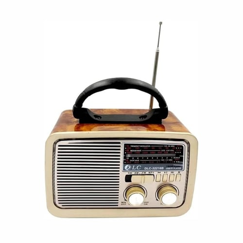 DENX- راديو متنقل كلاسيكي مع مكبر صوت يعمل بالبلوت...