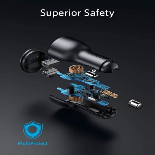 ANKER - شاحن سيارة منفذين USB - اسود - م/A2729 مار...