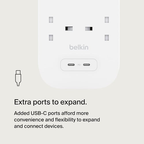 belkin - توصيلة كهربائية 8 منافذ + منفذين PD موديل...