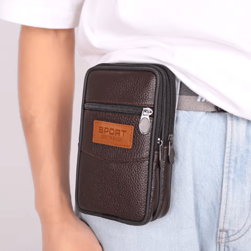 حقيبة حزام صغيرة جلدية متعددة الجيوب م/7657-9