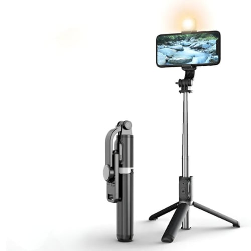 عصا سيلفي ثلاثية مع ضوء وحامل ثلاثي – جهاز تحكم لا...