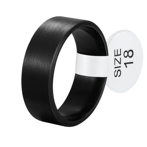 دبلة من ستانلس ستيل لون اسود بمقاسات متعدد ( طباعة...