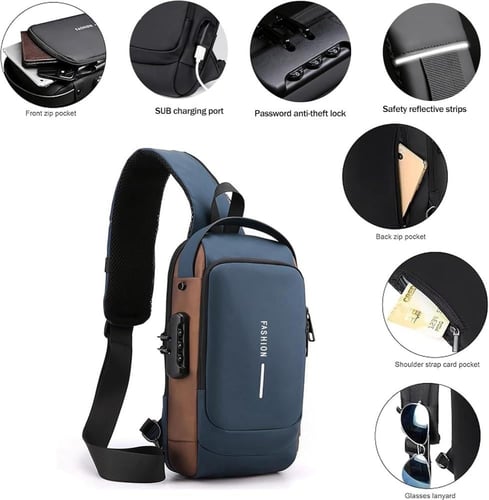 شنطة كتف مضادة للسرقة خفيفة الوزن وانيقة مع منفذ ش...