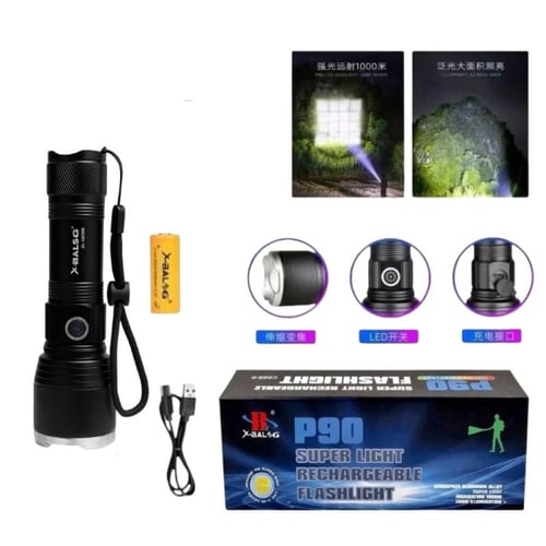 كشاف P90 قوي قابل للشحن بإضاءة بعيدة