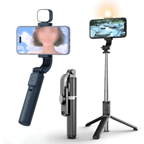 عصا سيلفي ثلاثية مع ضوء وحامل ثلاثي – جهاز تحكم لا...