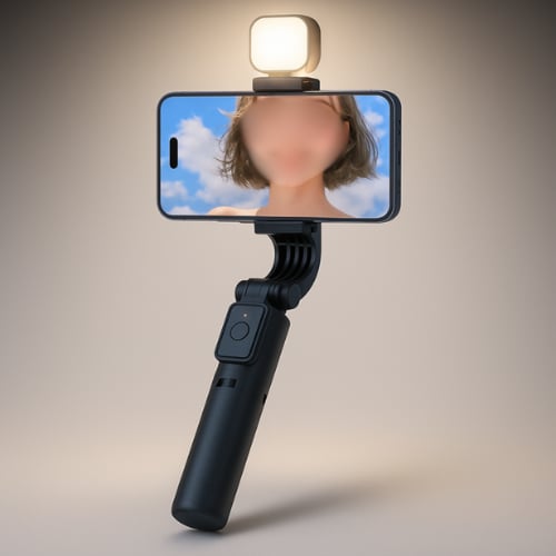 عصا سيلفي ثلاثية مع ضوء وحامل ثلاثي – جهاز تحكم لا...