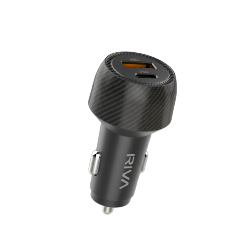 شاحن سيارة سريع 48 واط بمنفذي Type-C وUSB-A – RV-C...