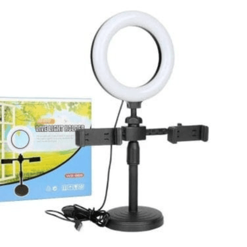 حامل جوال مزدوج مع إضاءة لايف احترافية