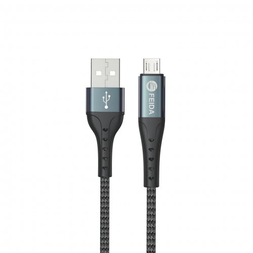 FEIDA - كيبل مايكرو USB قماش اسود 2متر م/AST26 مار...