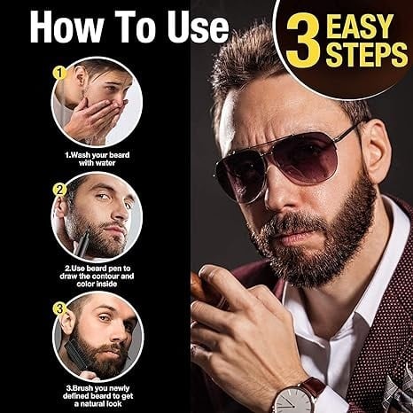 قلم لتعبئة اللحية مقاوم للماء، تغطية طويلة الامد م...