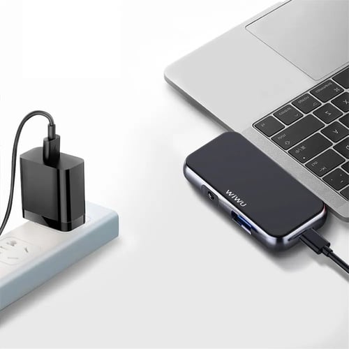 WiWU - تحويلة PD ا 4in1 اوكس+USB+PD+ HDMI م/T5 Pro...