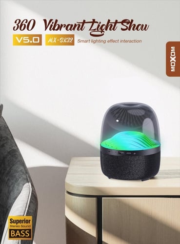 BASTEC - سماعة سبيكر مكبر صوت مع اضاءة LED اسود -...