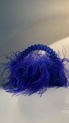Crystal bag with feathers (Blue)